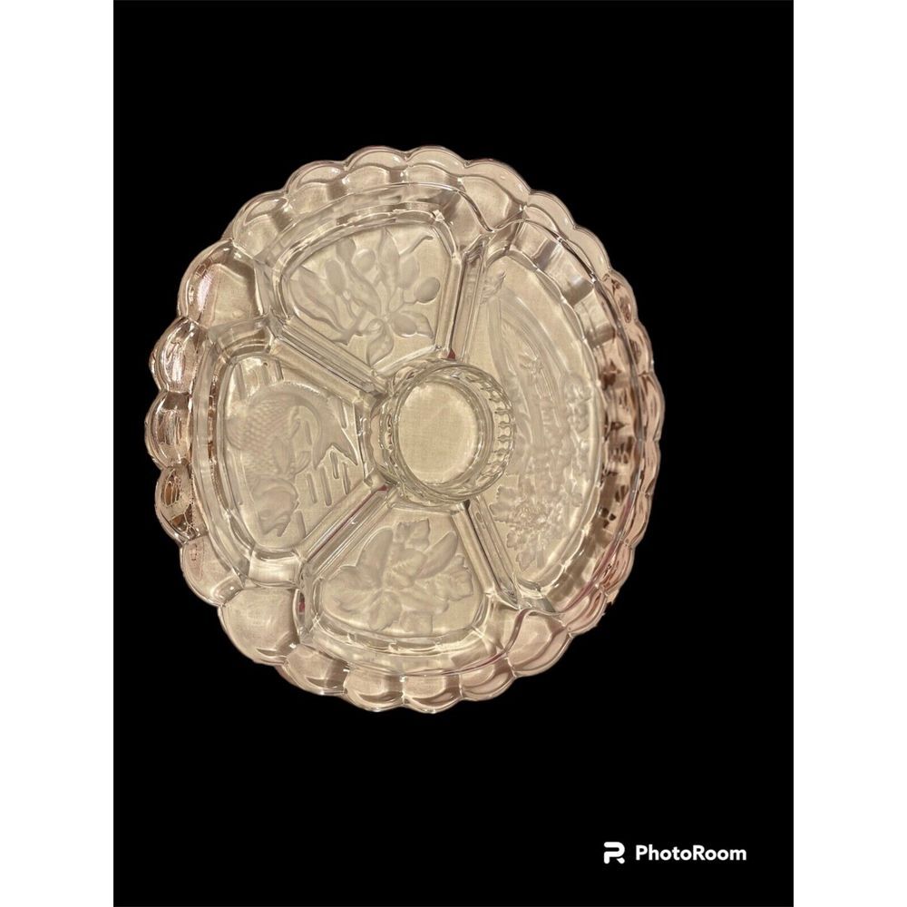 Vintage Benedict Proctor Divided Fish & Vegetable Glass Serving Plater Frosted